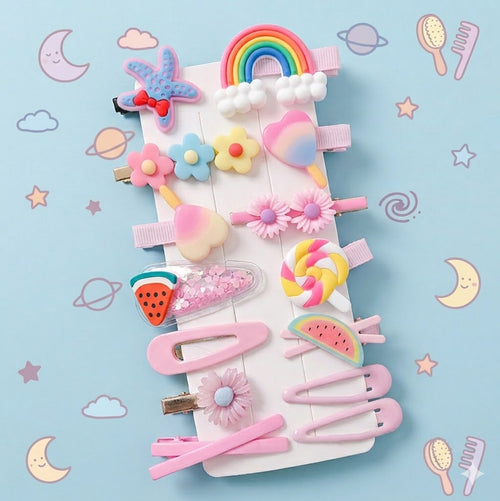 Colorful hair clips on a card 