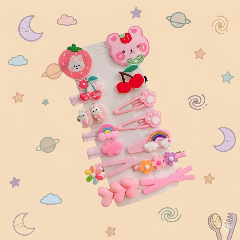 Set of colourful children's hair clips