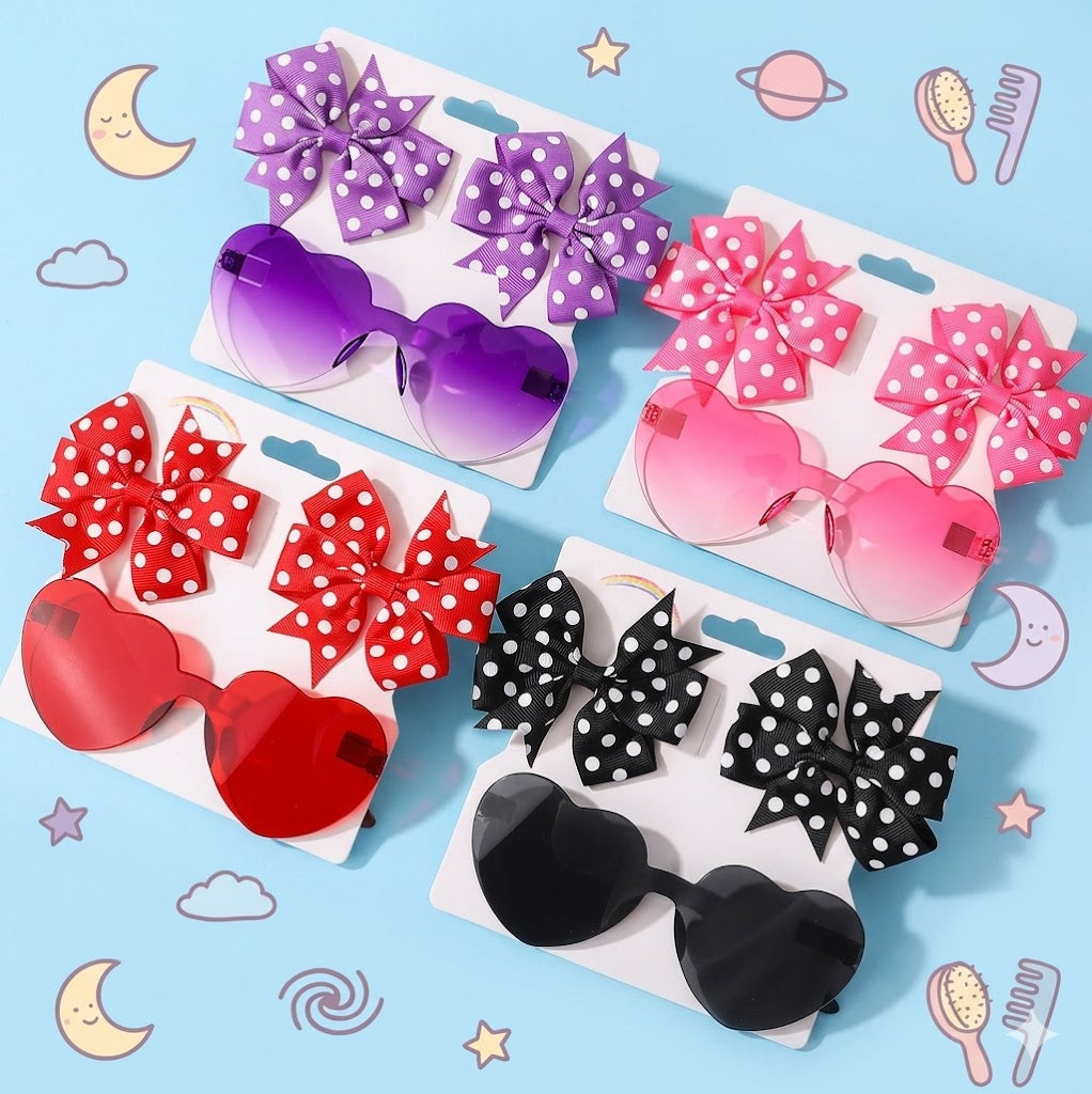 Colorful sunglasses with polka dot bows