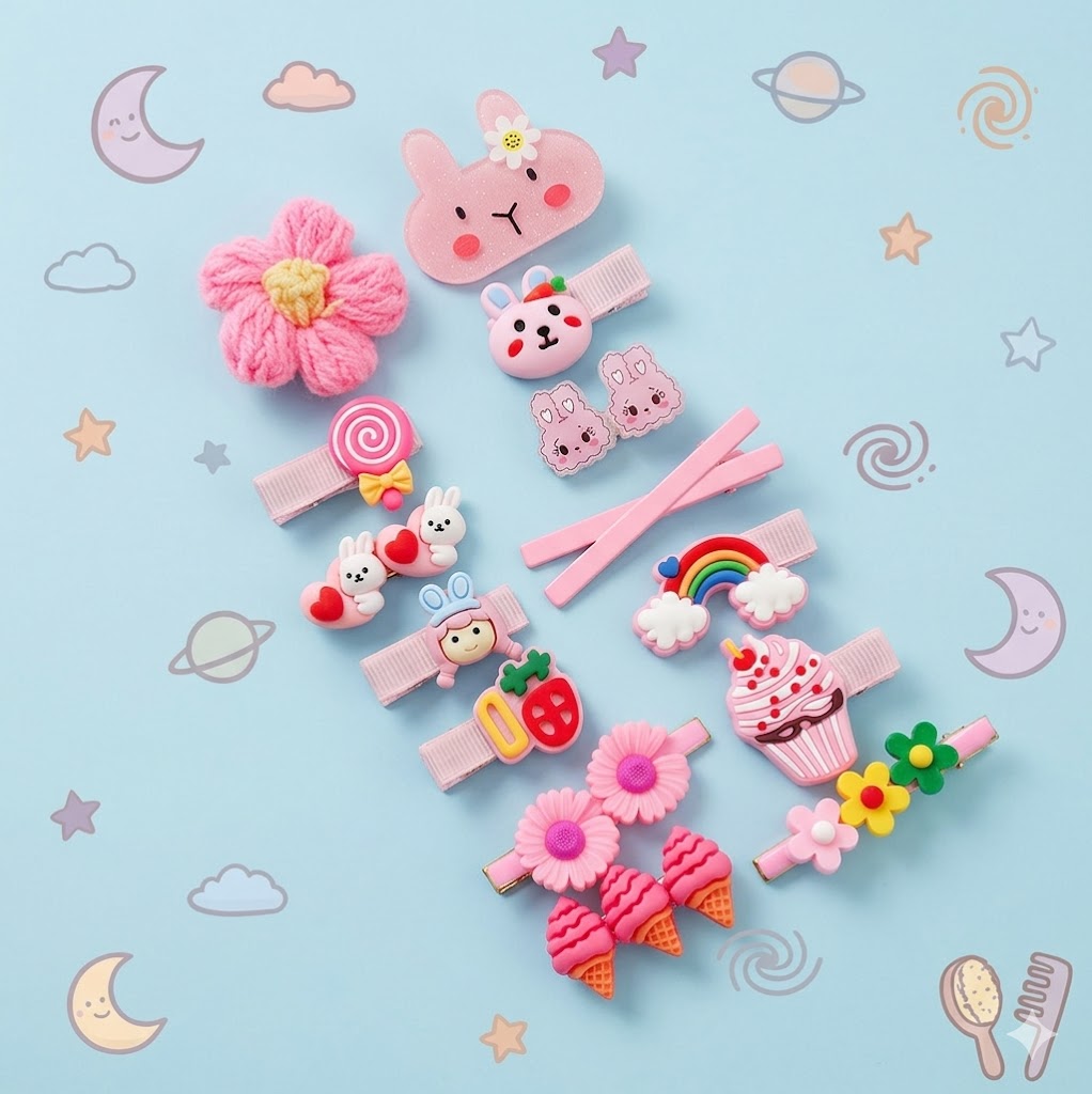 Set of colorful children's hair clips 