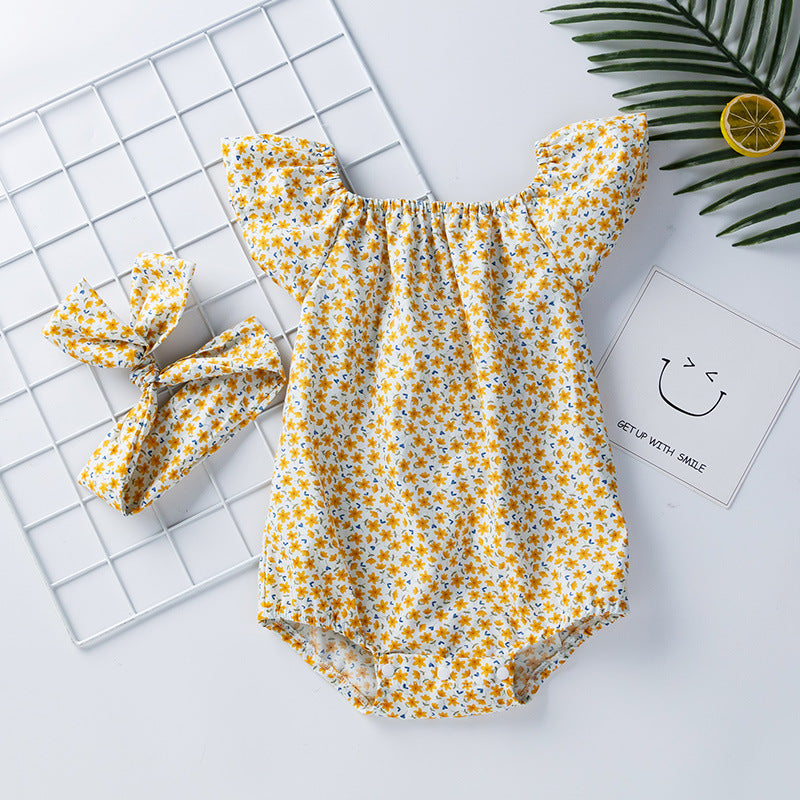 Infant Floral Romper and Headband Set