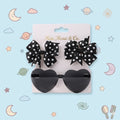 Black heart-shaped sunglasses with polka dot bows 