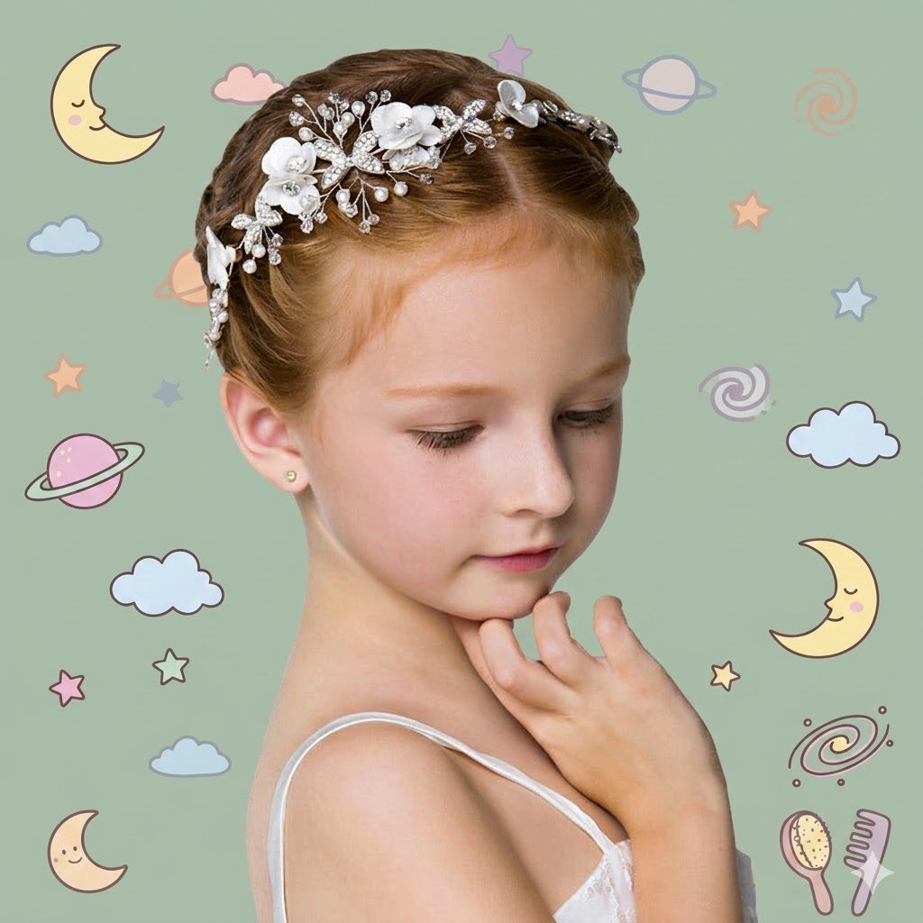 Young girl wearing a decorative headpiece