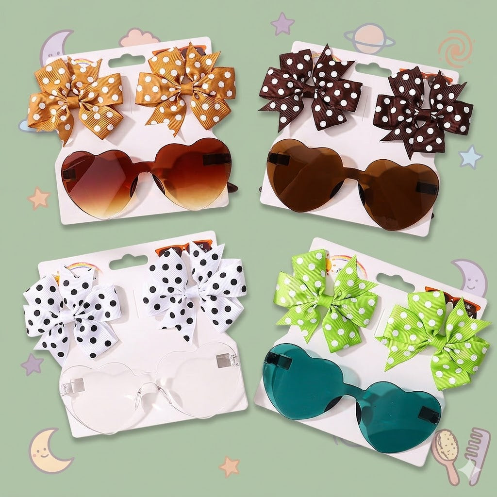 Heart-shaped sunglasses with polka dot bows