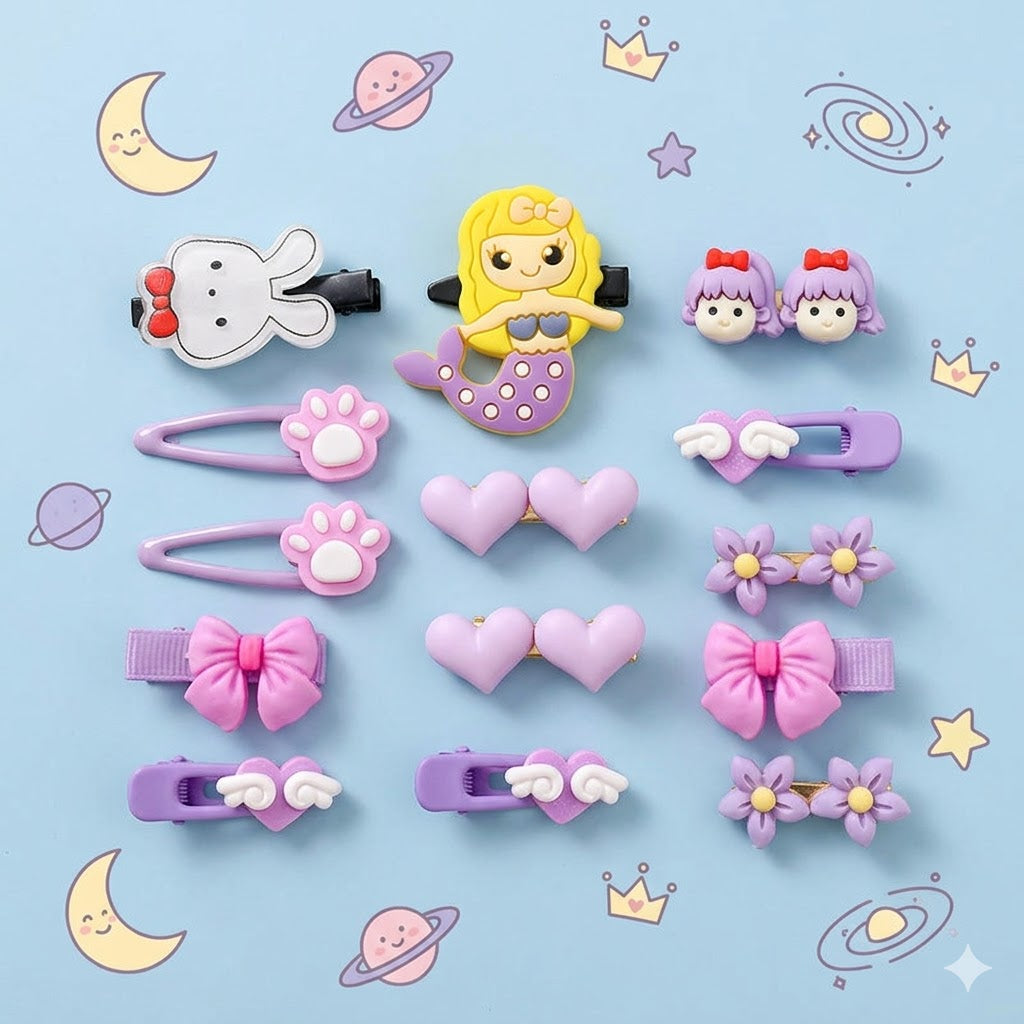 Set of colorful hair clips 